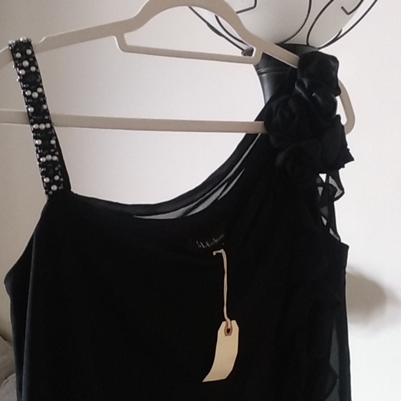 S.L. Fashions Black Beaded & Roses Dress - Picture 3 of 8